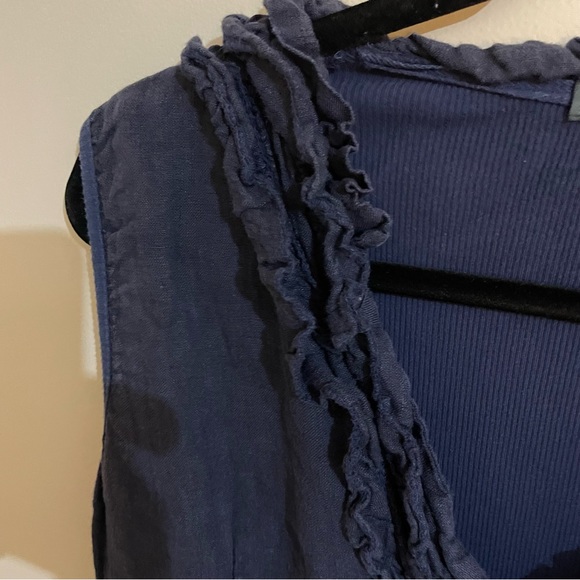 M Made In Italy 100% Linen Sleeveless Ruffled Collar MIDI Dress, Size XL - Picture 5 of 9